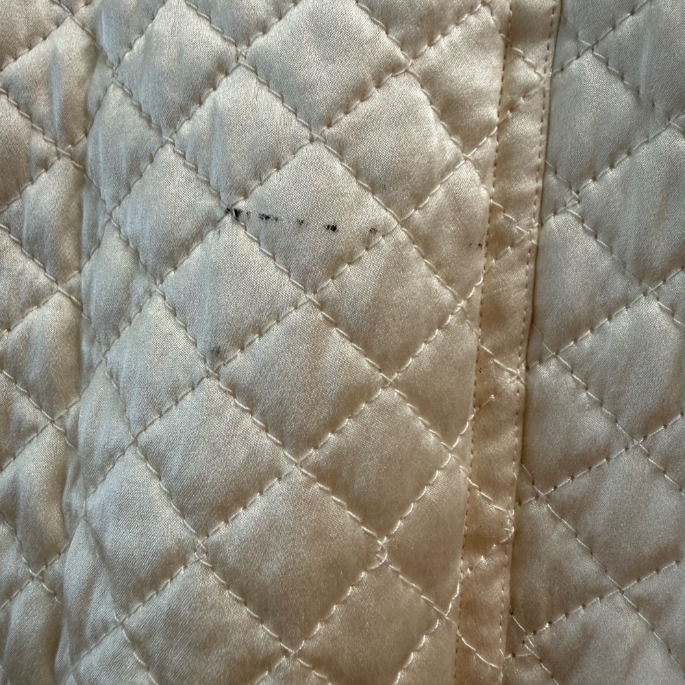 Vintage Saks Fifth Avenue Quilted Silk Bomber Jacket 90s Ivory Cream Women’s M - Picture 13 of 14